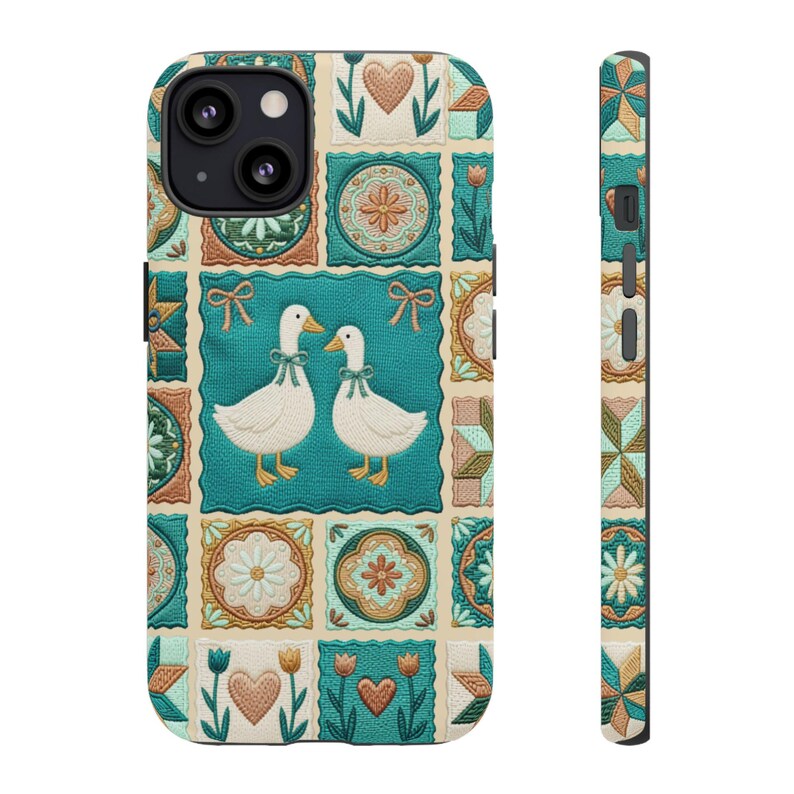 Thrifted Patchwork Goose Phone Case, Goose Lover Gift, Grandmacore Goose Mobile Phone Cover for Iphone 17 16 Pro Plus , Galaxy S26 S25 S24