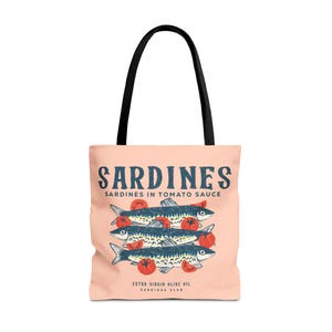 Sardine Tote Bag, Tinned Fish Bag, Travel Tote, Farmers Market Bag, Sardine Lover Gifts, Eco Friendly Boho Shopping Bag Ocean Vibes Nautical image 8