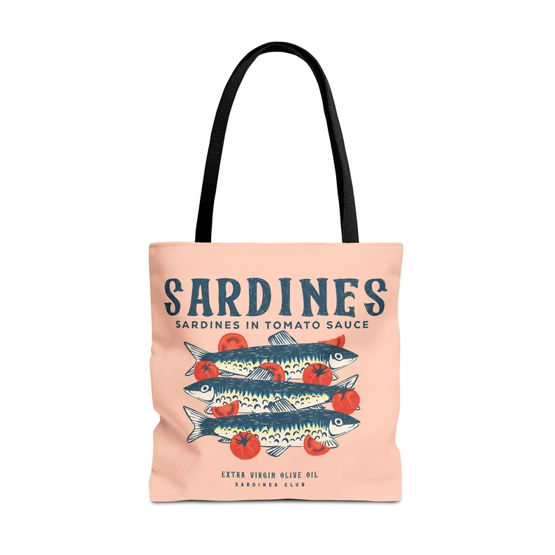 Sardine Tote Bag, Tinned Fish Bag, Travel Tote, Farmers Market Bag, Sardine Lover Gifts, Eco Friendly Boho Shopping Bag Ocean Vibes Nautical image 8