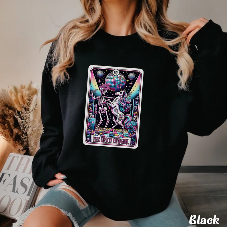 Disco Cowgirl Shirt Bachelorette Sweatshirt Cowgirl Skeleton Cyberpunk