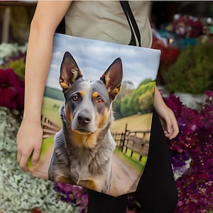 Australian Cattle Dog Lover Gift, Blue Heeler Tote Bag, ACD Herding Dog Shopping Bag, Working Dog Print, Blue Heeler Lover Birthday Present