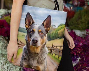 Australian Cattle Dog Tote Bag, Blue Heeler Gifts, ACD Herding Dog Shopping Bag, Working Dog Print