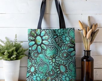 Western Turquoise Tote Bag, Cowgirl Style Gifts, Western Bags for Women,  Cowgirl Beach Bag, Rodeo Tote, Cowboy Chic Aesthetic