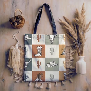 Western-Einkaufstasche, Cowboy-Chic im westlichen Stil Zubehör Cowgirl-Geschenk, Vintage Western Vintage Cowboy süsse Einkaufstasche Cowgirl-Geschenk