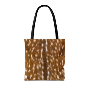 Fawn Print Tote Bag, Spotted Fur Deer Bag, Rustic Woodland Shopping Bag, Baby Deer Fur Print Tote