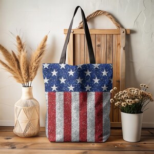 Flagge Tragetasche, Stars and Stripes, USA 4. Juli Flagge Tote, Pool Tasche, Vaterländische Strandtasche, Farmers Market Bag, Vaterländische Geschenkidee Team USA