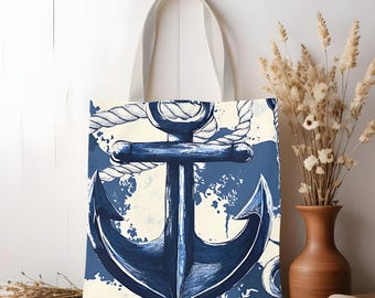 Bolso de mano con ancla, bolso de playa náutico, bolso de estilo marinero, estética de pescador, bolso de playa inspirado en el océano, bolso de mano marinero, bolsos Oceancore