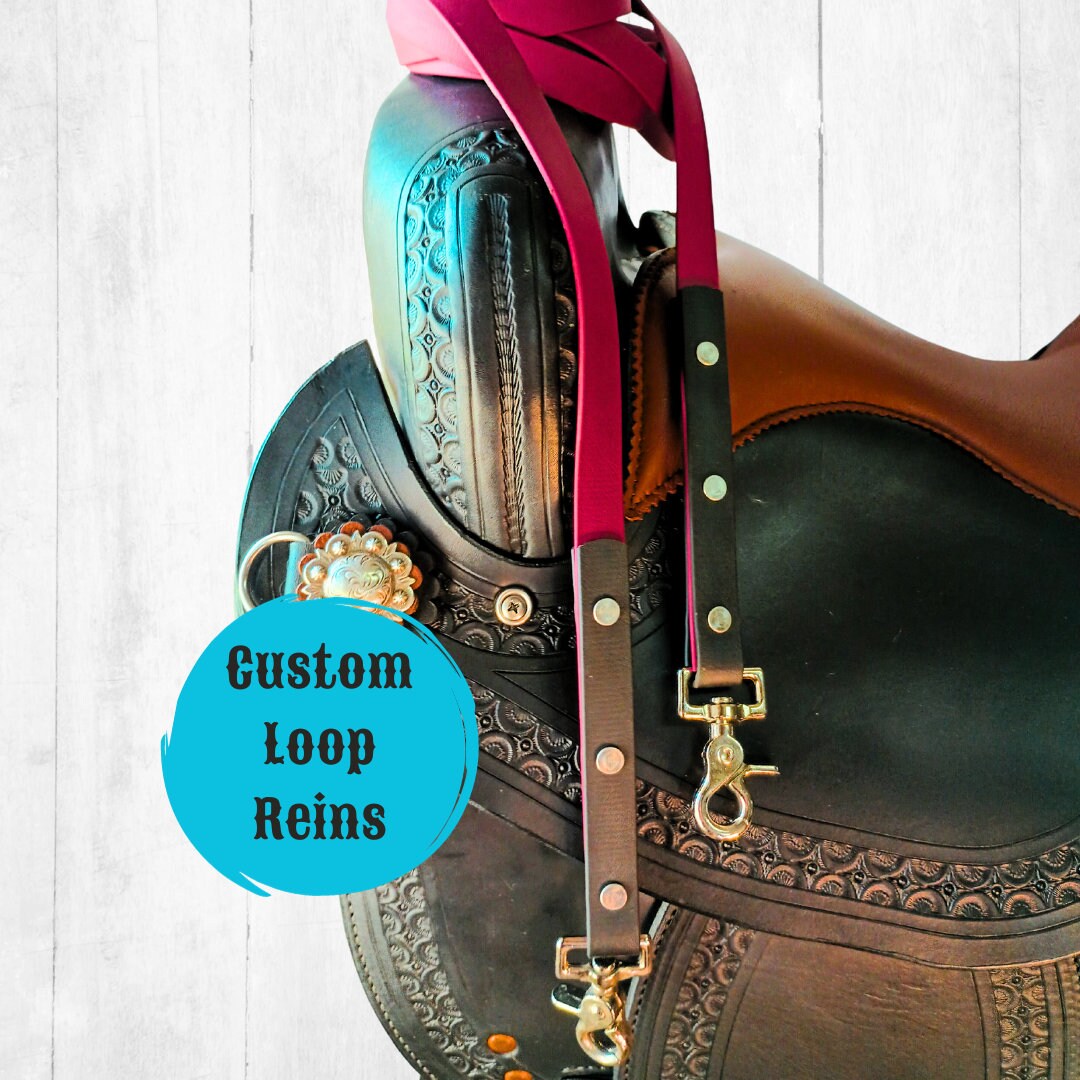 Custom Made Two Color Loop Horse Training Reins, Weighted Bit End Weighted Reins, Durable ...