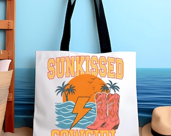 Sommer Cowgirl Einkaufstasche, Western Strandtasche, Western Urlaub Tote, Western Sommer Tasche, Cowgirl Sommer Strand Reisetasche, Geschenk für Cowgirl