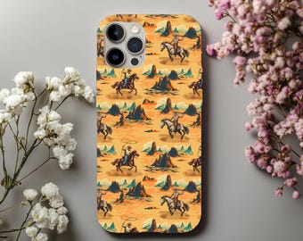 Coque de portable cowboy du Far West, coque de portable western pour iPhone et Samsung, coque de portable cow-girl
