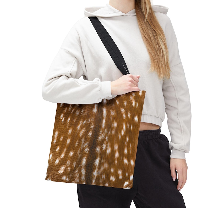 Fawn Print Tote Bag, Spotted Fur Deer Bag, Rustic Woodland Shopping Bag, Baby Deer Fur Print Tote