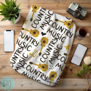 Cozy Country Music Blanket, Fun Throw for Music Lovers, Country Western Blanket, Cowboy Throw for Couch