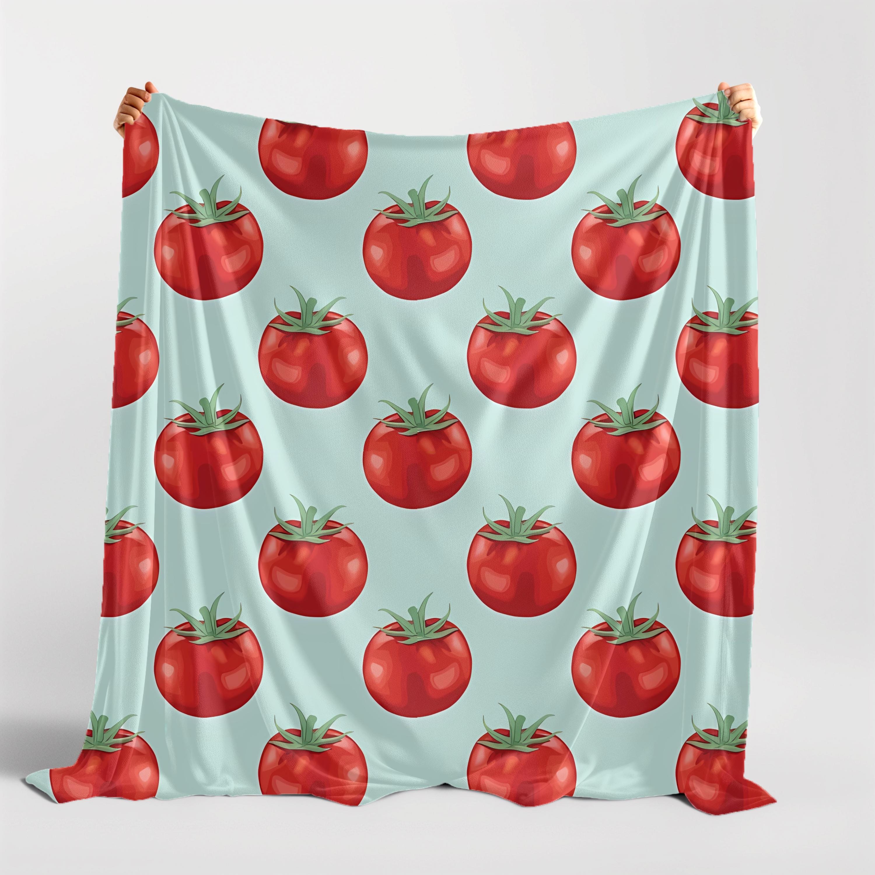 Turamurra Tomato Print Fleece Throw Blanket - 60x80 Inches, Soft & Warm, Perfect For Gardeners & Food Lovers - View #3