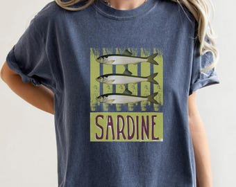 Comfort Colors Sardine Shirt, Tinned Fish Tee, Vintage Coastal Tshirt, Coastal Aesthetic