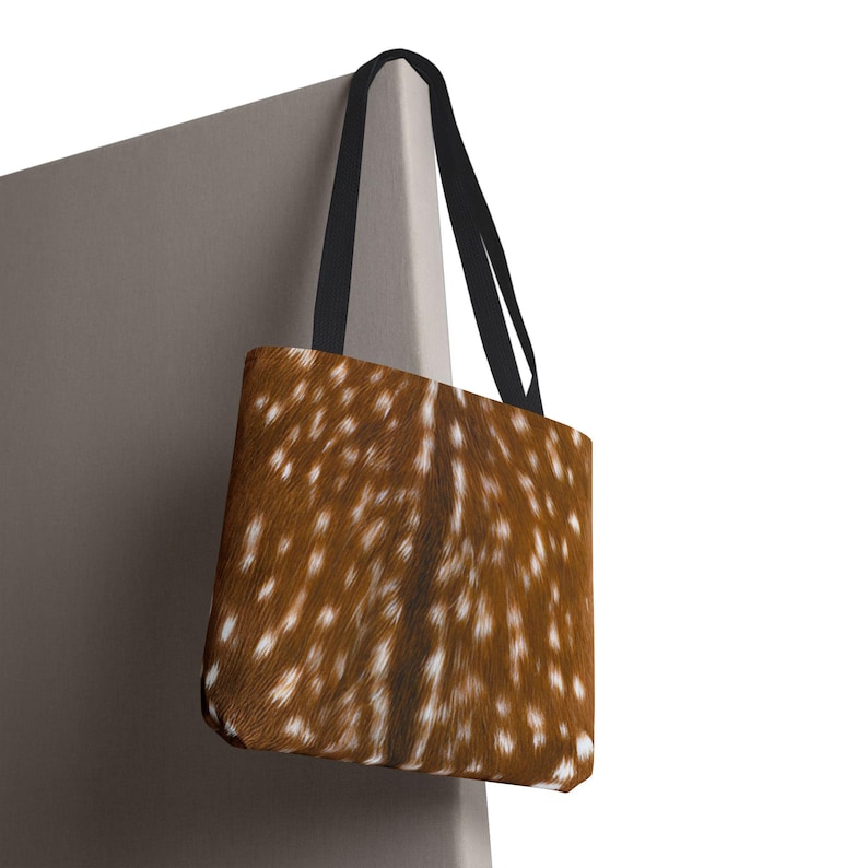 Fawn Print Tote Bag, Spotted Fur Deer Bag, Rustic Woodland Shopping Bag, Baby Deer Fur Print Tote
