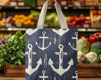 Nautical Anchor Tote Bag, Boating Beach Bag, Maritime Living Bag, Coastal Vibes Marine Tote, Boat Lover Gifts, Ocean Inspired Tote