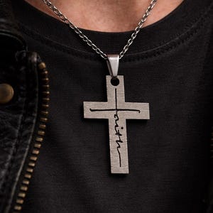 925 Sterling Silver Faith Cross Pendant, Minimalist Christian Jewelry, Baptism Confirmation Gift
