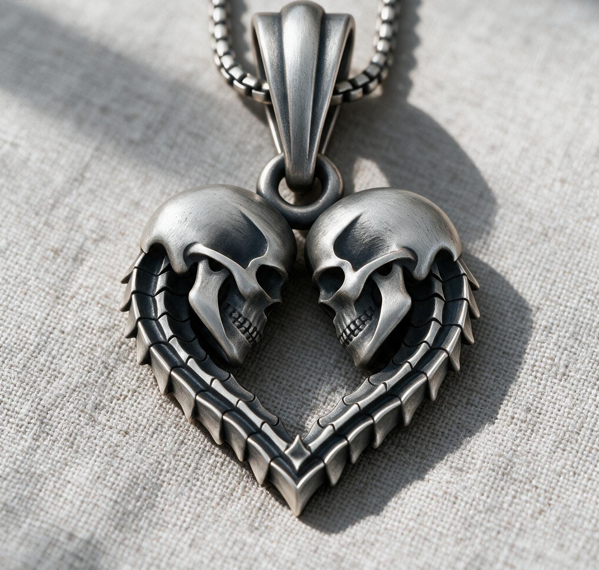 Silver Skull Necklace - Etsy