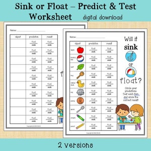 Sink or Float - Prognostiziere und Teste das wissenschaftliche Arbeitsblatt