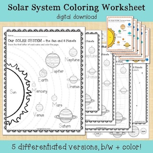 Solar System Worksheet and Coloring Page | Science Space