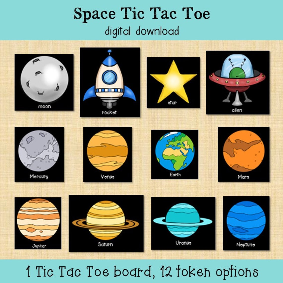 Science Tic Tac Toe Game - Space Activity Planets - Etsy