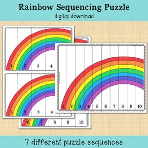 Rainbow Number Sequencing Puzzle, Light Spectrum Math Activity (Digital Download)