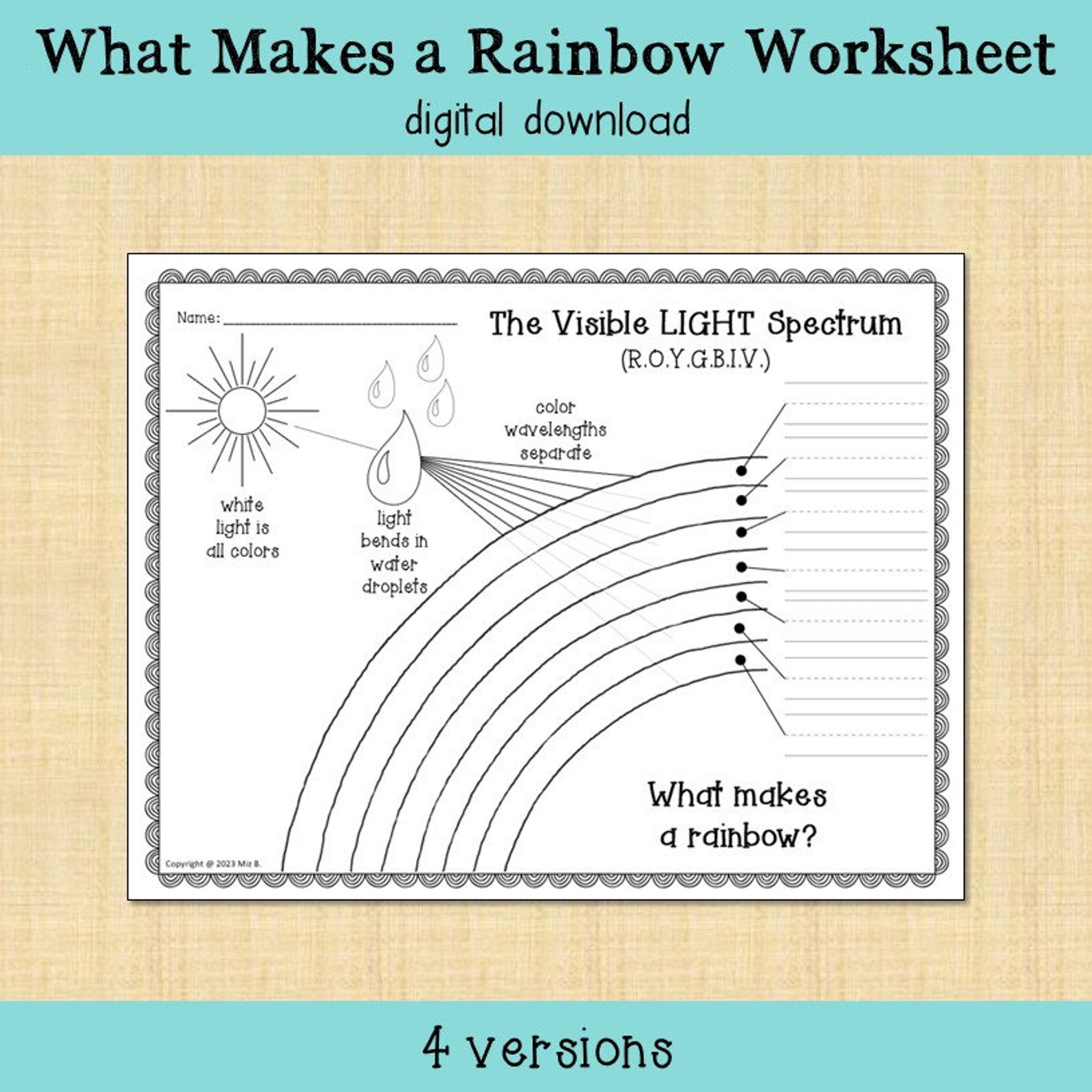 What Makes a Rainbow Coloring Worksheet - Etsy