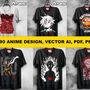 190 Anime Designs Bundle – Vector, PNG & PDF – High-Quality Files for Sublimation, DTF, T-Shirts, Stickers and More