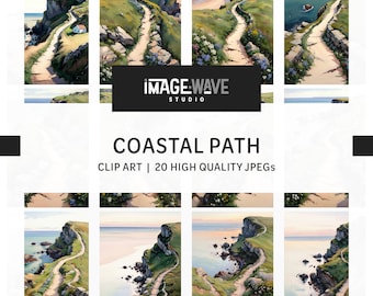 Coastal Path, 20 wysokiej jakości plików JPG, planery, dzienniki śmieciowe, album, księga pamiątkowa, wykorzystanie komercyjne, pobieranie cyfrowe