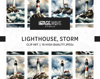 Latarnia morska Stormy Sea (JPG): grafika cyfrowa i planer (do pobrania w wersji cyfrowej)