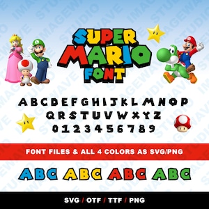 Fonte Mario, Alfabeto Mario Svg, Fonte Super RGYB Svg, Mario Luigi Svg, Fonte Svg, Super Mario Bros Svg, Alfabeto Svg, Aniversário png, svg, otf