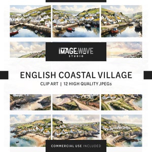 English Coastal Village, 12 High Quality JPGs, Digital Planners, Junk Journals, Memory Books, Scrapbooks, Craft, Digital Download