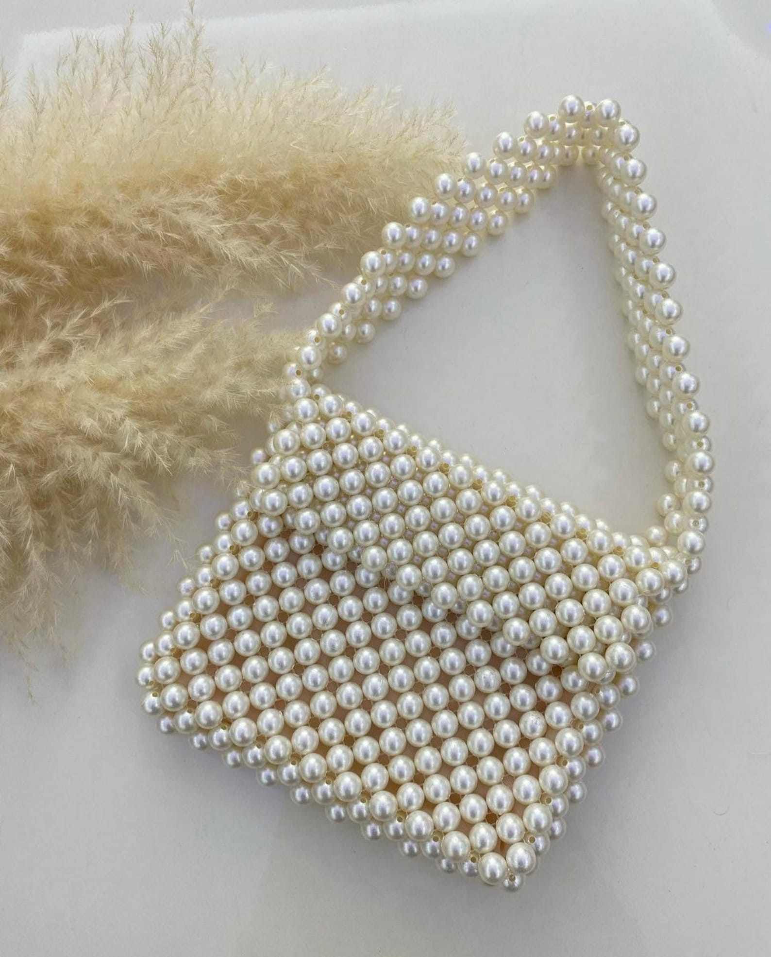 Pearl Beaded Bag Handmade, Pearl Handbag, Chain Pearl Bag, Evening Bag, Gifts for Her, Wedding