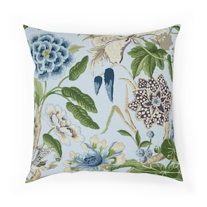 Thibaut - Anna French - Laura - Lavender & Green - Bold Vintage Retro Floral Designer Throw Pillow, Filled Pillow - Luxury Pillow - Handmade