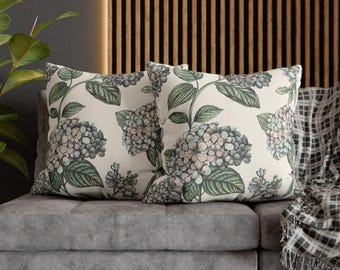 Green Floral Block Pillow Cover Double-Sided Throw Pillow gifts