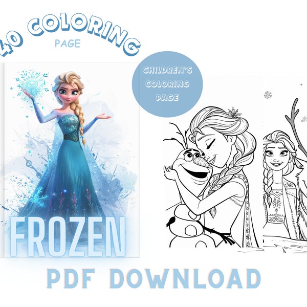 40 Frozen Coloring Pages, Cartoon coloring pages for kids, Coloring pages printable, Activities for kids, Instant download, PDF
