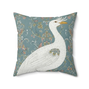 Thibaut Blue Bird Throw Decorative Pillow, Vintage Style Throw Pillow, Retro Decorative Cushion, Shabby Chic Home Decor, Cottagecore Accent