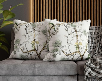 Design with bird White & Green Japanese Maple Floral