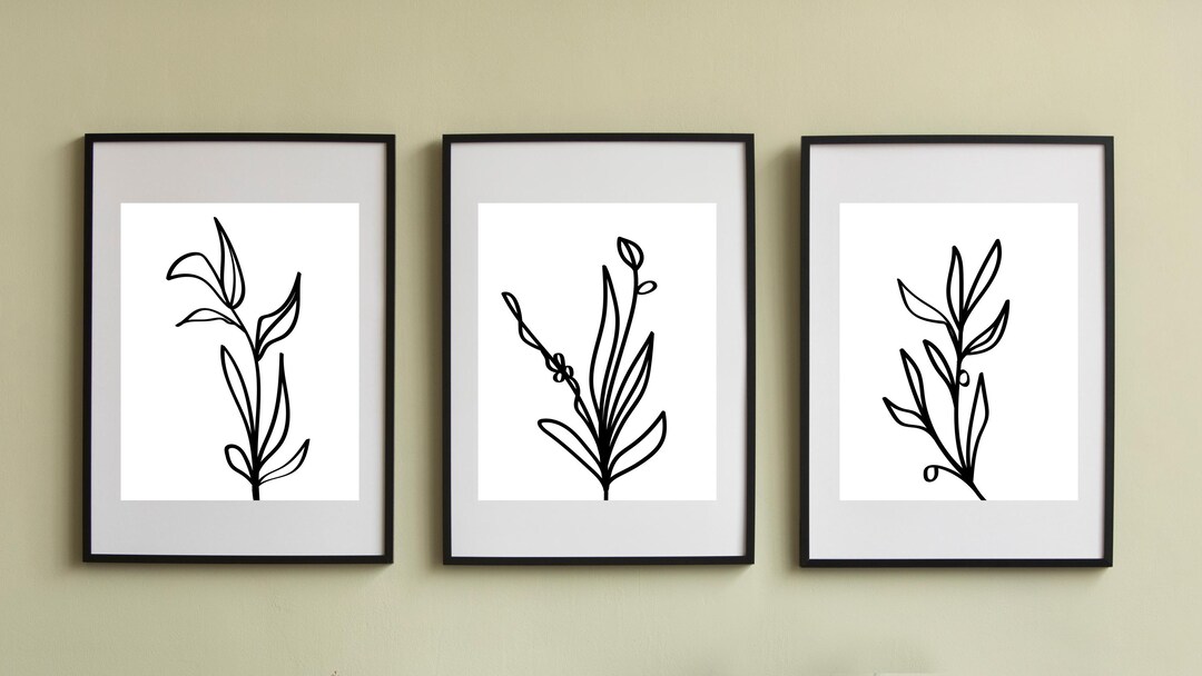 Botanical Prints Set of 3: Minimalist Plant Art (digital Download) - Etsy