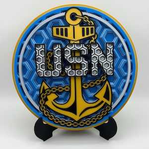 US Navy Chief, Senior Chief, and Master Chief Dimensional Mosaic – 3D Printed Wall & Stand Display (10”)