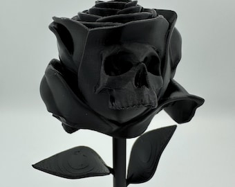 Forbidden Rose 3D Printed Sculpture with Skulls and Stand