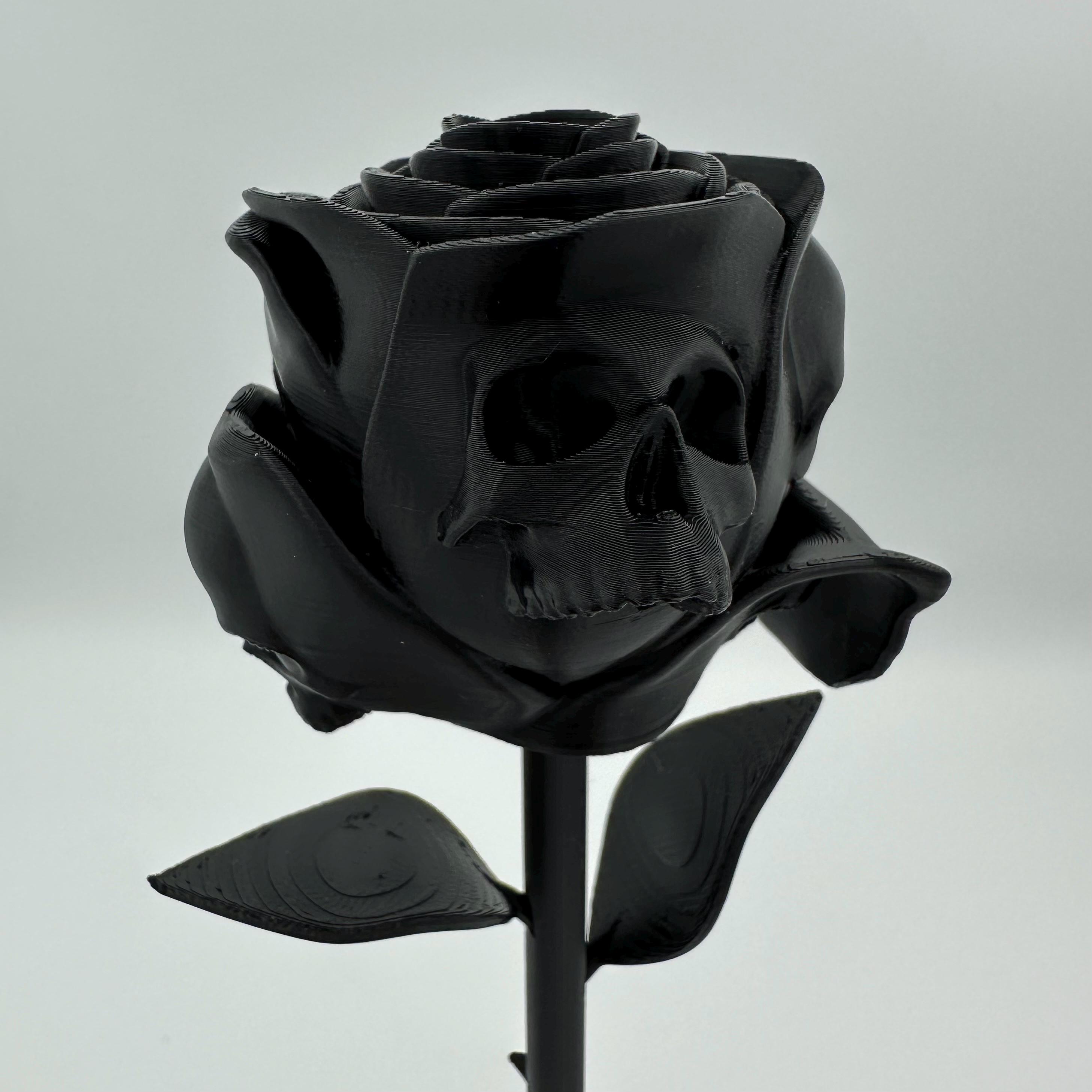 Forbidden Rose 3D Printed Sculpture with Skulls and Stand