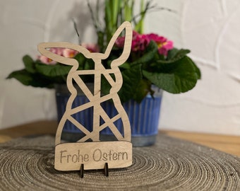 Personalisierter Text-nach-Wunsch Osterhase-Holzaufsteller | Ostern | Geometrisch | Frühling | Dekoration | Holz