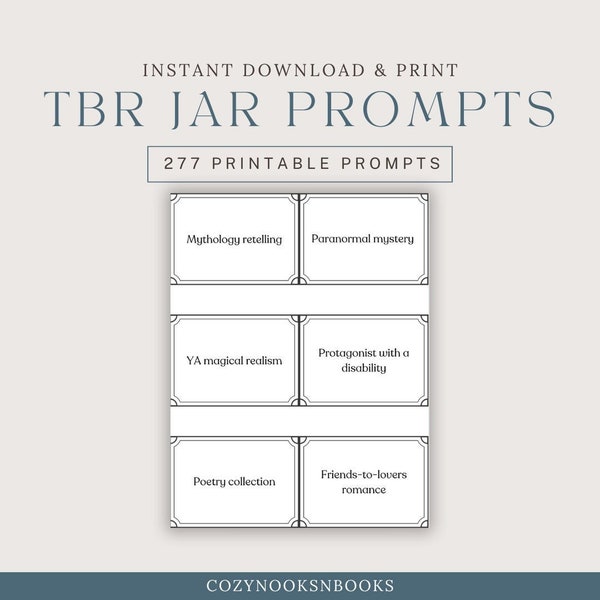 Printable TBR Prompts | PDF Instant Download | Reading Challenge | Tackle your TBR | Customizable Reading Prompts | Unique Reading Prompts