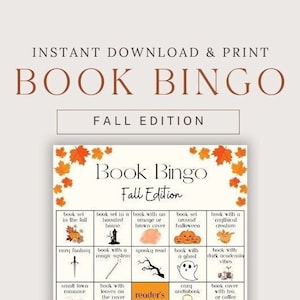 Cozy Fall Book Bingo | Printable TBR Reading Challenge | Autumn-Themed Reading Prompts | Book Journal TBR Challenge | Printable PDF Download