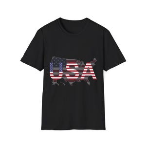USA Flag Letters T-Shirt | Patriotic American Tee image 1