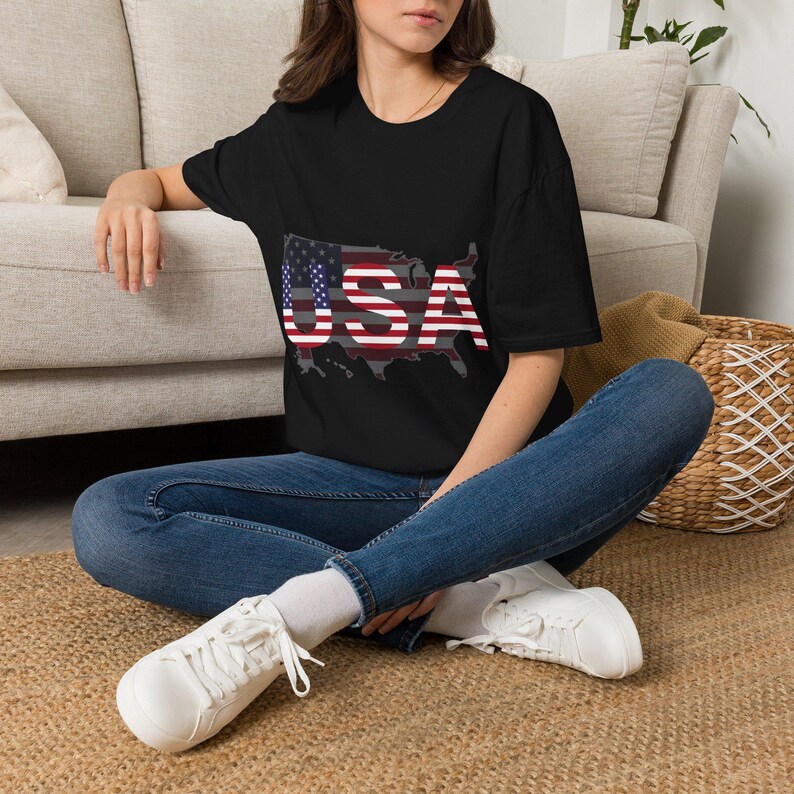 USA Flag Letters T-Shirt | Patriotic American Tee image 6