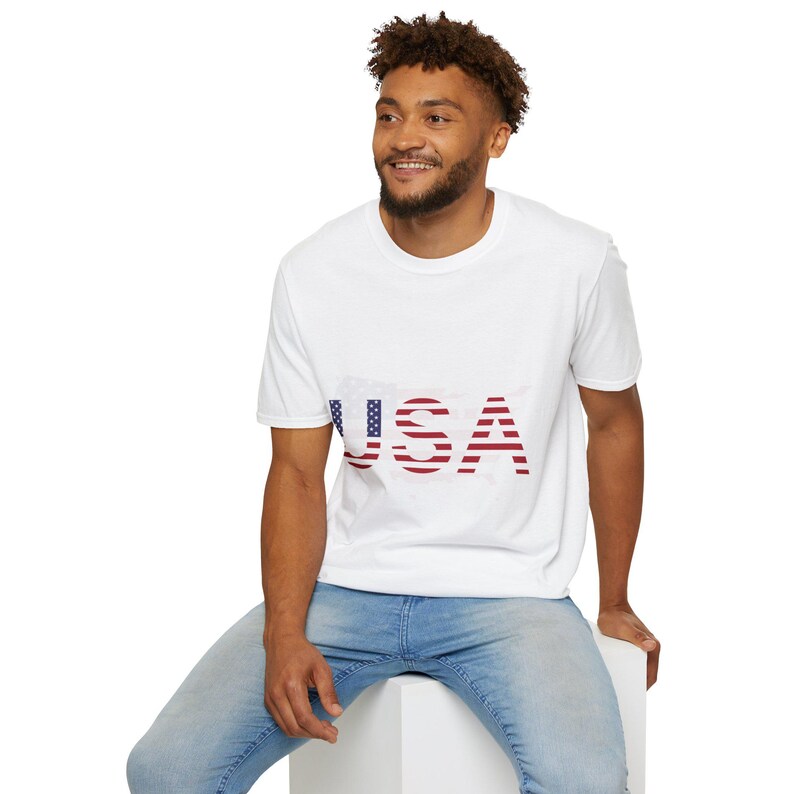 USA Flag Letters T-Shirt | Patriotic American Tee image 9