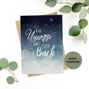 O Universo está ao seu lado Cartão de amizade e apoio Cartões de afirmação Cartão de manifestação Cartão espiritual Cartão de vibrações positivas Cartão Mantra