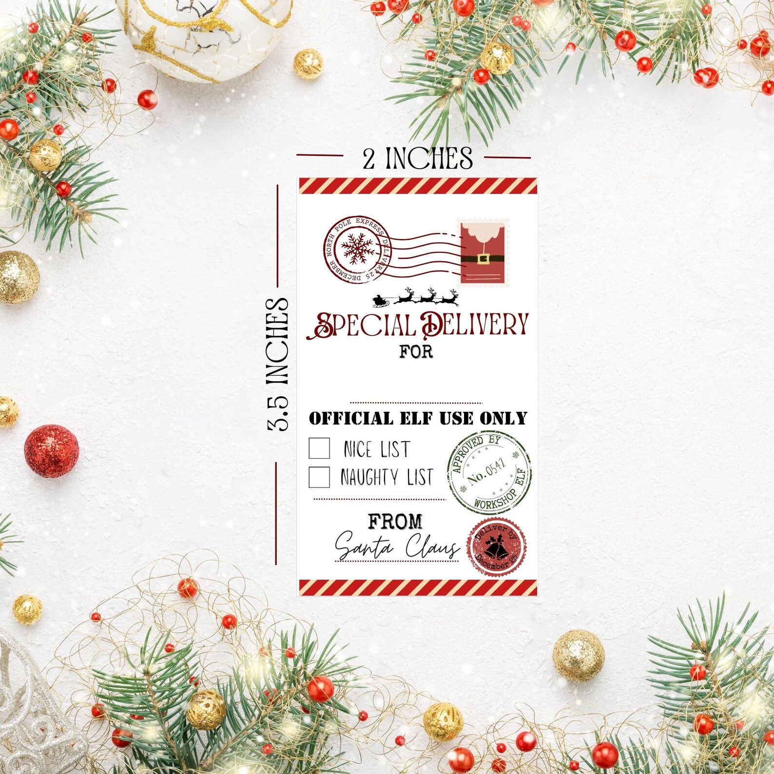 Santa Christmas Gift Tags Template Personalised Kids Christmas Gift ...